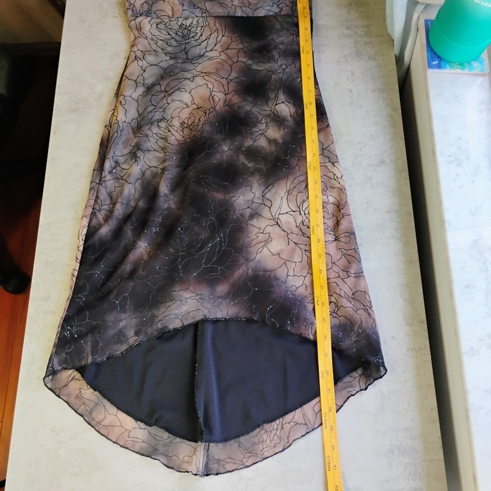 Y2K M Studio Cowl Neck Dress Fairy Grunge Floral Glittery Brown Black Size Med - Picture 10 of 13